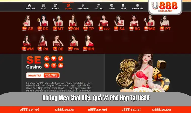 Casino U888 3 Hệ thống các loại hình trò chơi casino được tối ưu