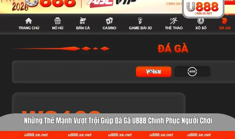 Giao diện sảnh cược đá gà tại U888 hiện đại