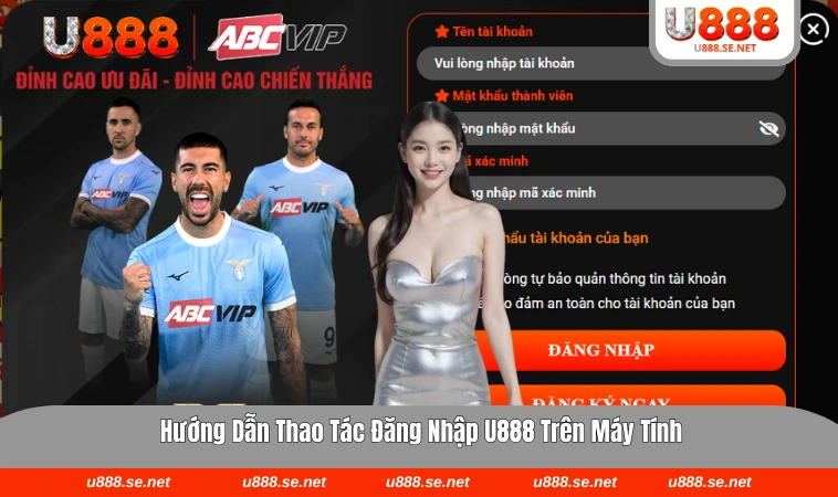 Giao diện đăng nhập vào U888 trên máy tính