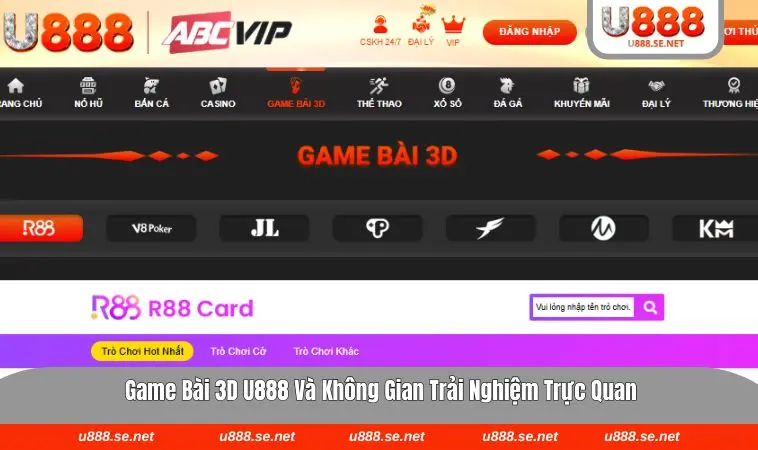 Không gian game bài 3D với giao diện hiện đại 